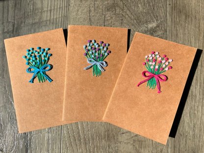 Blue Flower Bouquet Embroidered Notebook