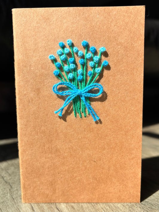 Blue Flower Bouquet Embroidered Notebook