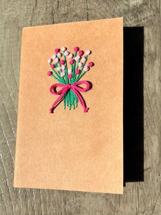 Pink Flower Bouquet Embroidered Notebook