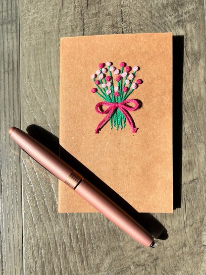 Pink Flower Bouquet Embroidered Notebook