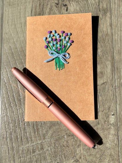 Purple Flower Bouquet Embroidered Notebook