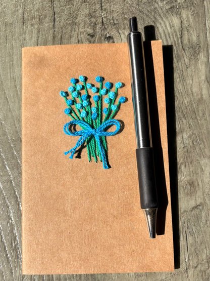 Blue Flower Bouquet Embroidered Notebook